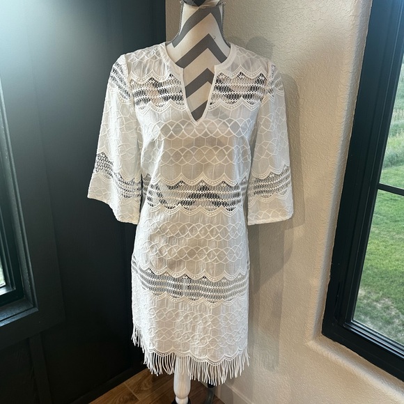 Cabi Majorca Fringe Coverup White Size Small - Picture 4 of 8